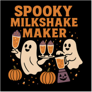Spooky Milkshake Maker Ghost Halloween Shirt | Funny Foodie Gift Posters and Art