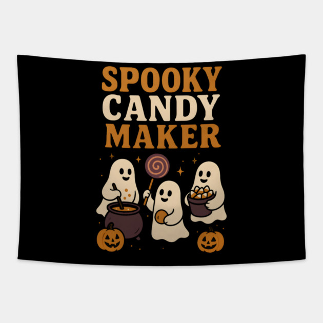 Spooky Candy Maker Ghost Halloween Shirt | Funny Trick or Treat Gift Tapestry by MakerMind8.2