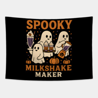 Spooky Milkshake Maker Ghost Halloween Shirt | Cute Foodie Gift Tapestry