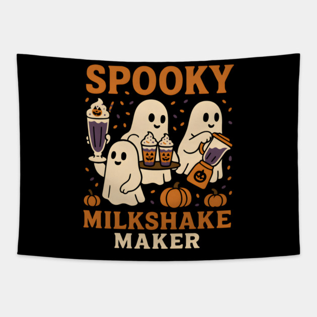 Spooky Milkshake Maker Ghost Halloween Shirt | Cute Foodie Gift Tapestry by MakerMind8.2