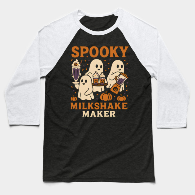 Spooky Milkshake Maker Ghost Halloween Shirt | Cute Foodie Gift Baseball T-Shirt by MakerMind8.2