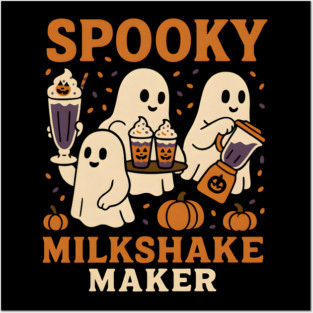 Spooky Milkshake Maker Ghost Halloween Shirt | Cute Foodie Gift Posters and Art