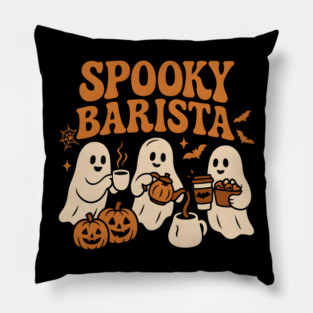 Spooky Barista Ghost Halloween Shirt | Funny Coffee Lover Gift Pillow