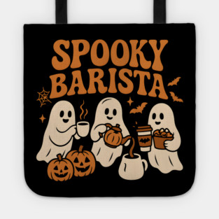 Spooky Barista Ghost Halloween Shirt | Funny Coffee Lover Gift Tote
