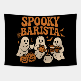 Spooky Barista Ghost Halloween Shirt | Funny Coffee Lover Gift Tapestry