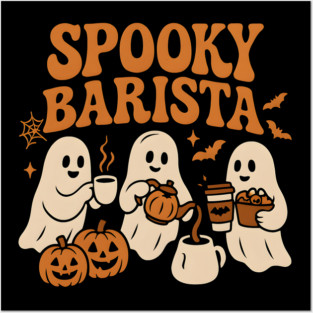 Spooky Barista Ghost Halloween Shirt | Funny Coffee Lover Gift Posters and Art