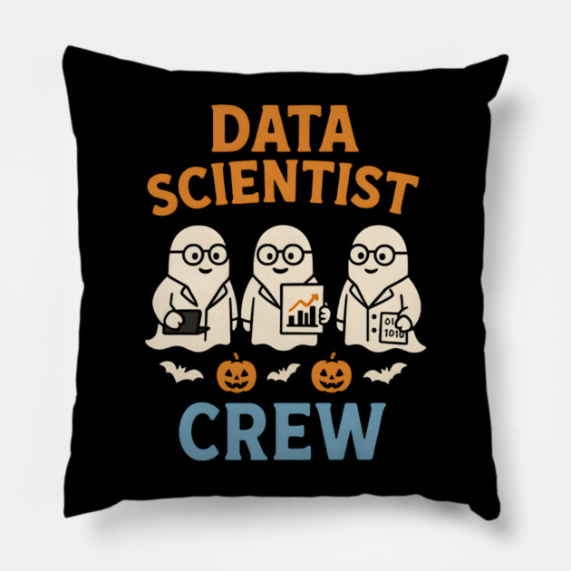 Data Scientist Crew Ghost Halloween Shirt | STEM Spooky Gift Pillow by MakerMind8.2