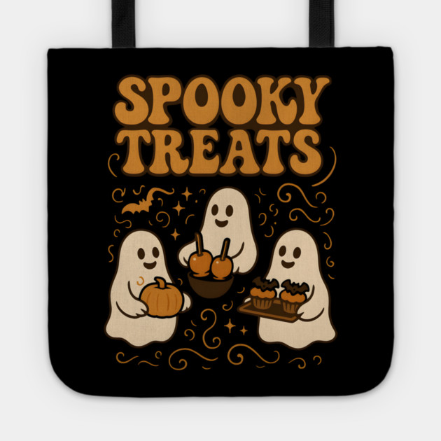 Spooky Treats Ghost Halloween Graphic | Cute Foodie Holiday Gift Tote by MakerMind8.2