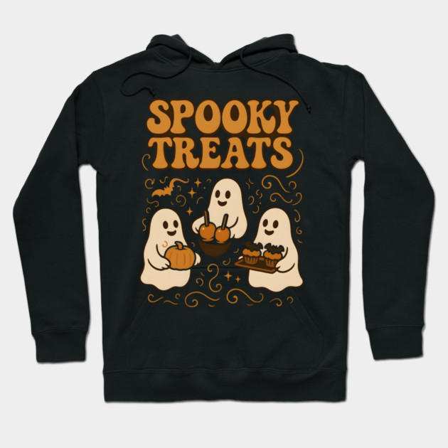Spooky Treats Ghost Halloween Graphic | Cute Foodie Holiday Gift Hoodie by MakerMind8.2