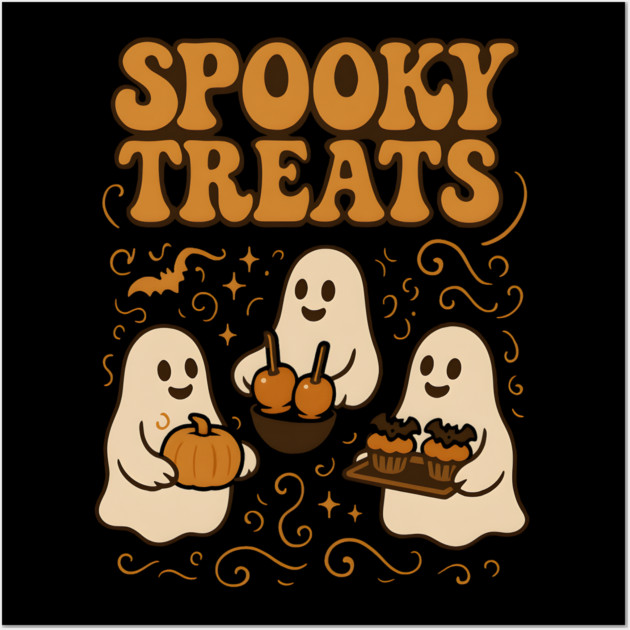 Spooky Treats Ghost Halloween Graphic | Cute Foodie Holiday Gift Wall Art by MakerMind8.2