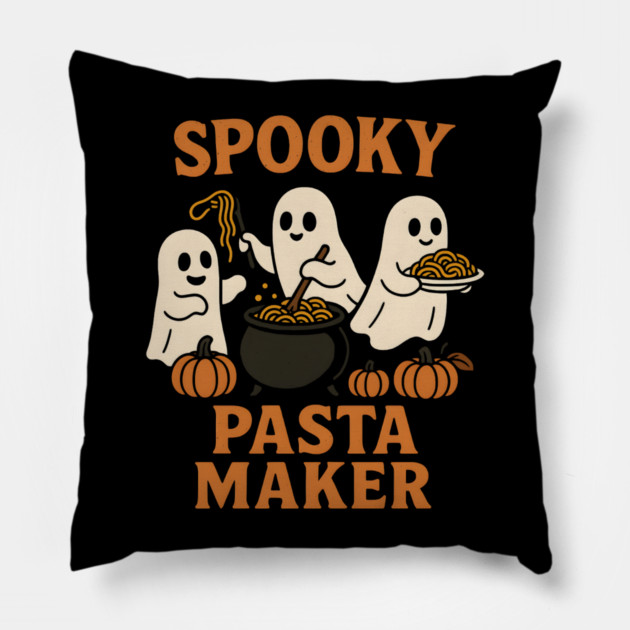 Spooky Pasta Maker Ghost Halloween Graphic | Funny Food Gift Pillow by MakerMind8.2