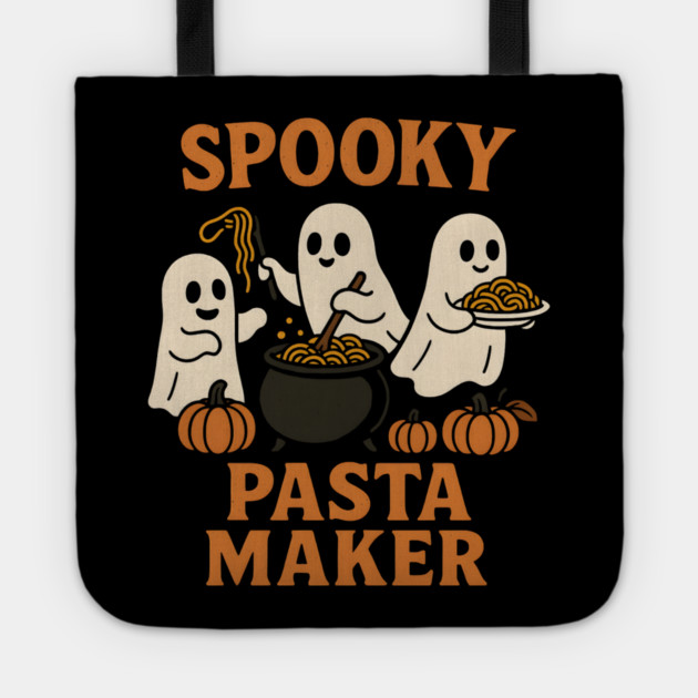 Spooky Pasta Maker Ghost Halloween Graphic | Funny Food Gift Tote by MakerMind8.2