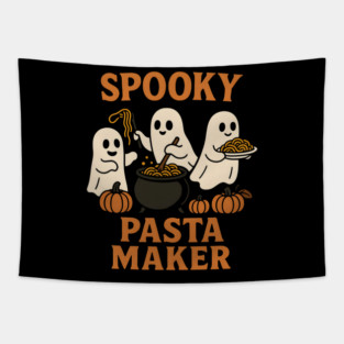 Spooky Pasta Maker Ghost Halloween Graphic | Funny Food Gift Tapestry