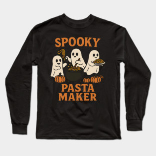 Spooky Pasta Maker Ghost Halloween Graphic | Funny Food Gift Long Sleeve T-Shirt