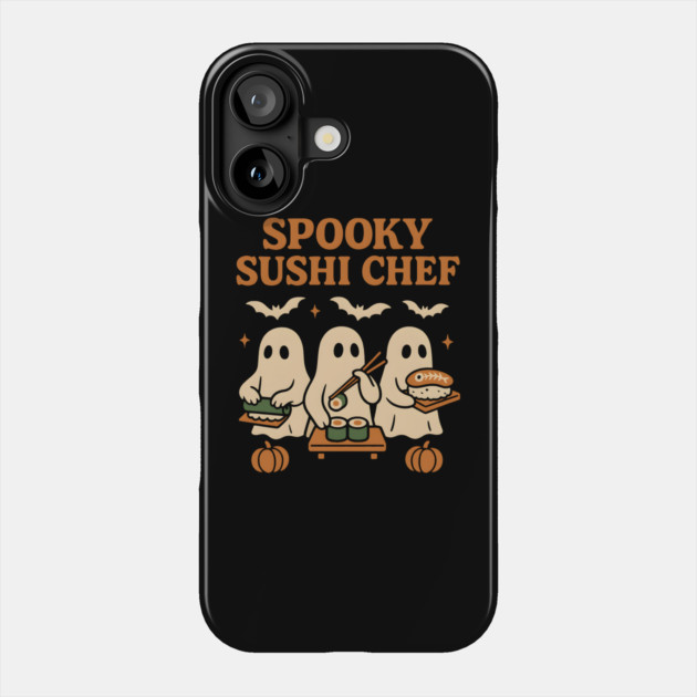Spooky Sushi Chef Ghost Halloween Shirt | Funny Foodie Gift Phone Case by MakerMind8.2