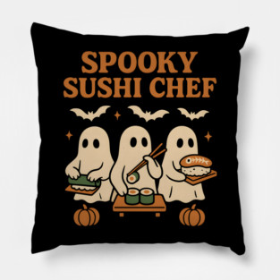 Spooky Sushi Chef Ghost Halloween Shirt | Funny Foodie Gift Pillow