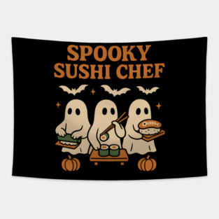 Spooky Sushi Chef Ghost Halloween Shirt | Funny Foodie Gift Tapestry