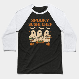 Spooky Sushi Chef Ghost Halloween Shirt | Funny Foodie Gift Baseball T-Shirt