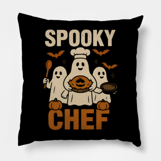 Spooky Chef Ghost Halloween Shirt | Funny Baking Costume Gift Pillow by MakerMind8.2