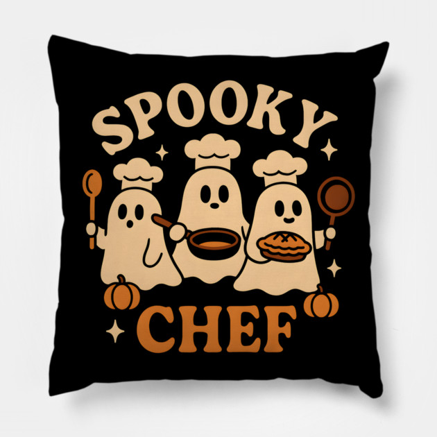 Spooky Chef Ghost Halloween Shirt | Funny Baking Costume Gift Pillow by MakerMind8.2