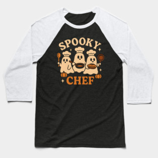 Spooky Chef Ghost Halloween Shirt | Funny Baking Costume Gift Baseball T-Shirt
