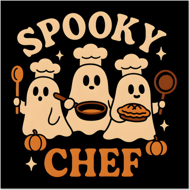 Spooky Chef Ghost Halloween Shirt | Funny Baking Costume Gift Wall Art by MakerMind8.2