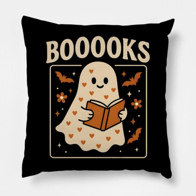 BOOOOKS Ghost Halloween Shirt | Funny Reading Teacher Gift Pillow by MakerMind8.2