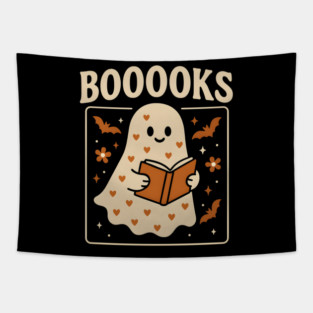 BOOOOKS Ghost Halloween Shirt | Funny Reading Teacher Gift Tapestry