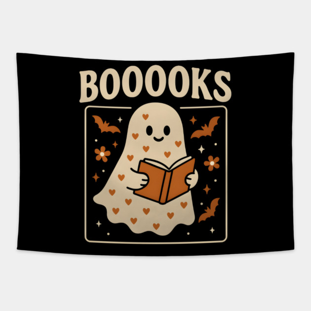 BOOOOKS Ghost Halloween Shirt | Funny Reading Teacher Gift Tapestry by MakerMind8.2