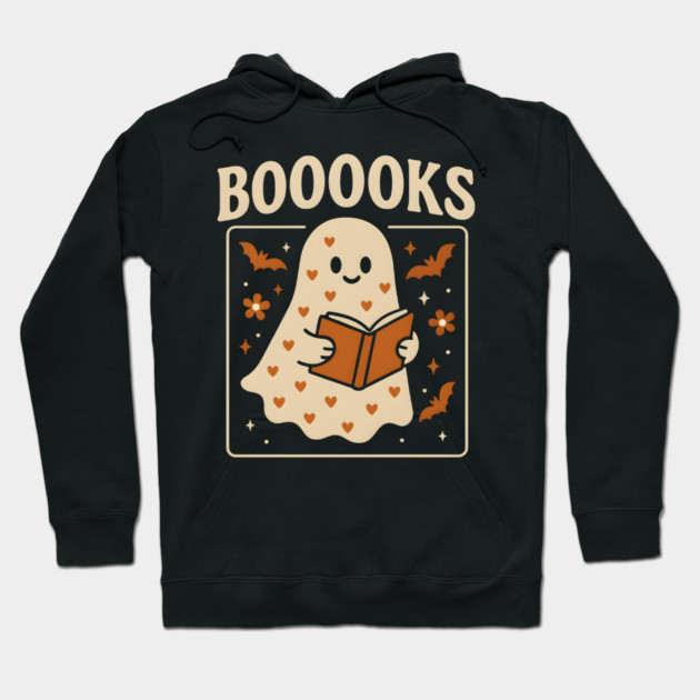 BOOOOKS Ghost Halloween Shirt | Funny Reading Teacher Gift Hoodie by MakerMind8.2