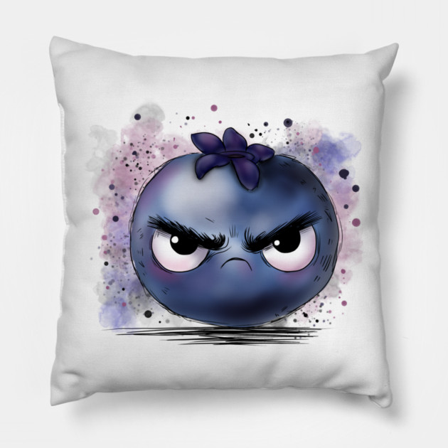 Grumpy Blueberry Pillow by H. R. Sinclair