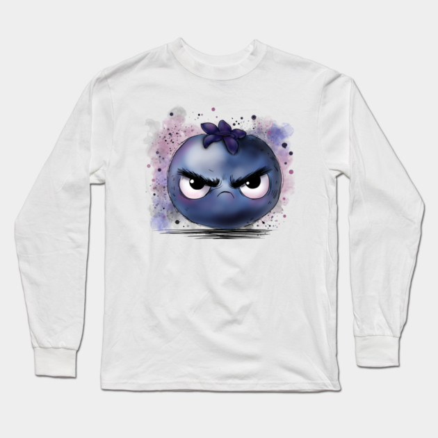 Grumpy Blueberry Long Sleeve T-Shirt by H. R. Sinclair