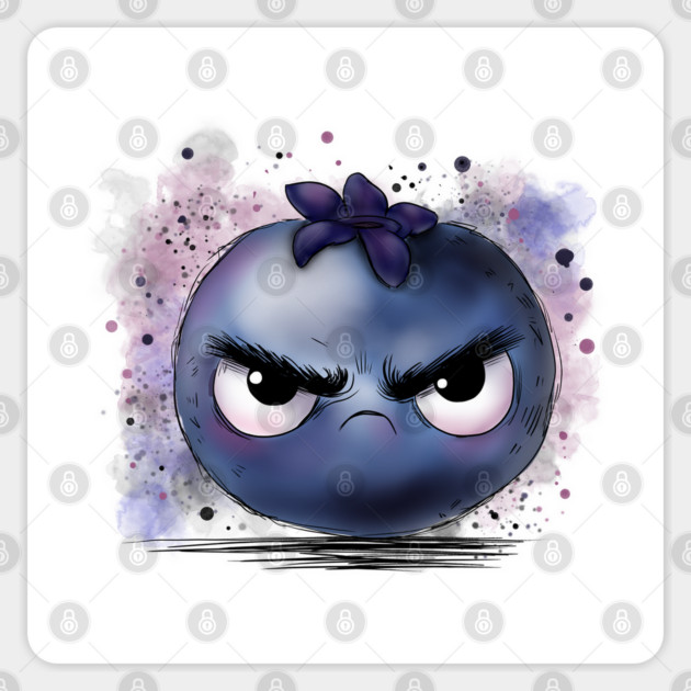 Grumpy Blueberry Sticker by H. R. Sinclair