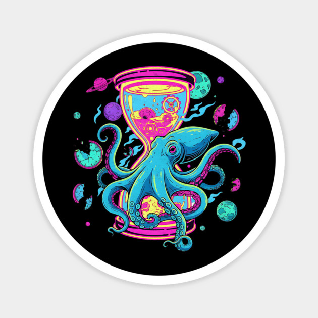 Space Time Squid – Cosmic Hourglass Odyssey Magnet by Designed By Marty