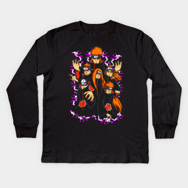 Pain Six Paths Standoff Art - Naruto Anime Kids Long Sleeve T-Shirt by Otaku Vibes