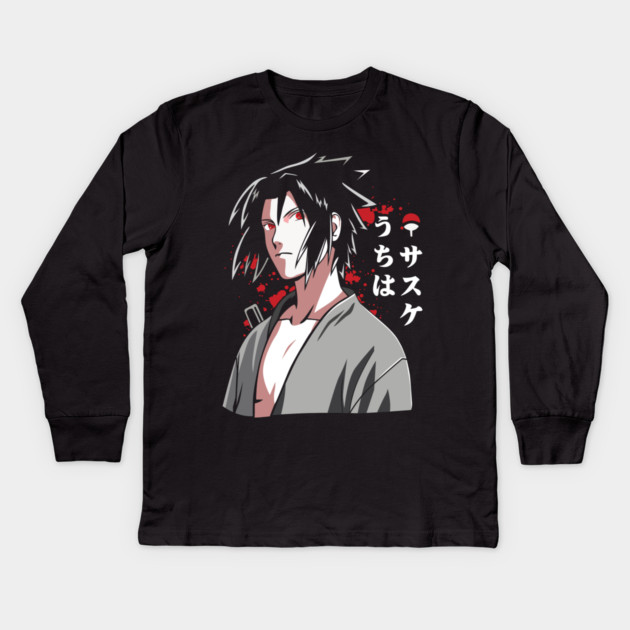 Uchiha Sasuke Cool Art - Naruto Anime Kids Long Sleeve T-Shirt by Otaku Vibes
