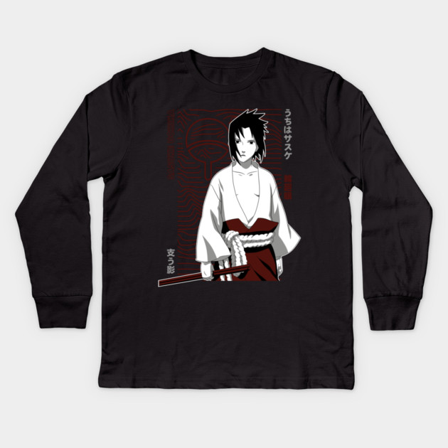 Sasuke and Rinnegan Eye Art - Naruto Kids Long Sleeve T-Shirt by Otaku Vibes