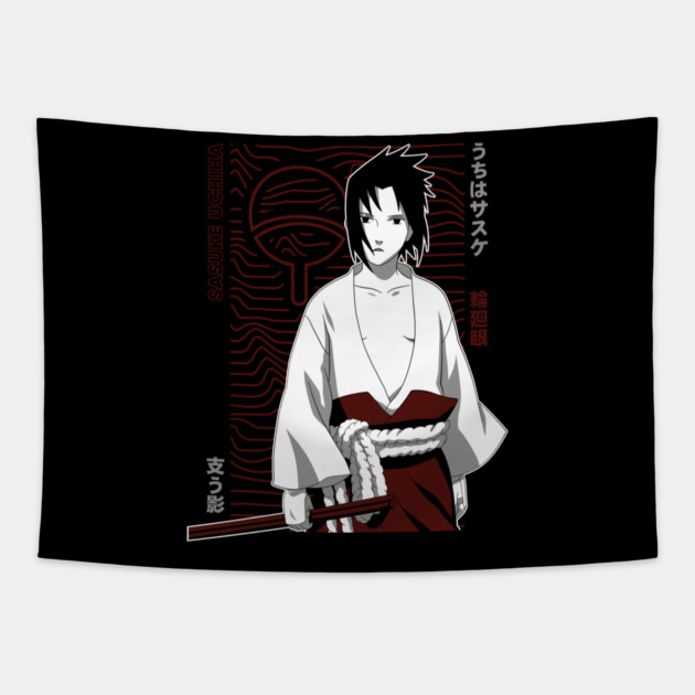 Sasuke and Rinnegan Eye Art - Naruto Tapestry by Otaku Vibes