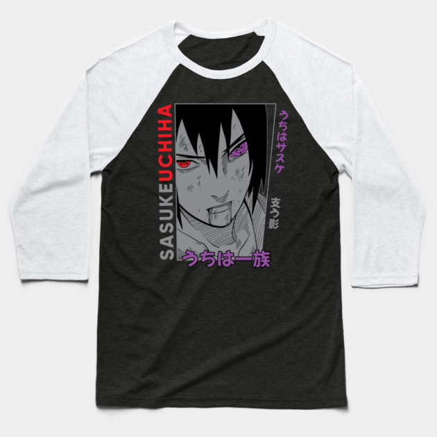 Sasuke and Rinnegan Eye Art - Naruto Baseball T-Shirt by Otaku Vibes