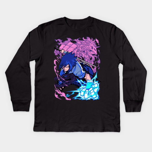 Sasuke Uchiha Sharingan - Naruto Anime Kids Long Sleeve T-Shirt by Otaku Vibes