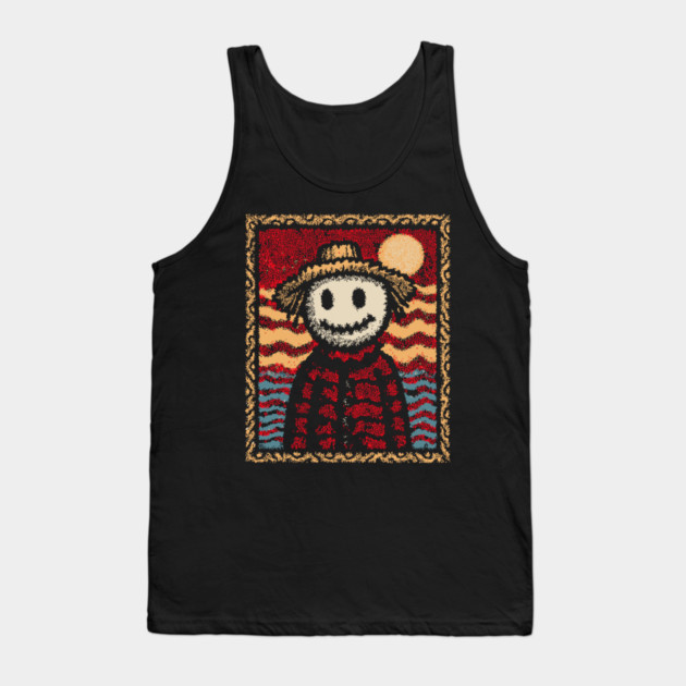 Happy Scarecrow | The Cheerful Pumpkin Patch Friend Tank Top by TuncGK