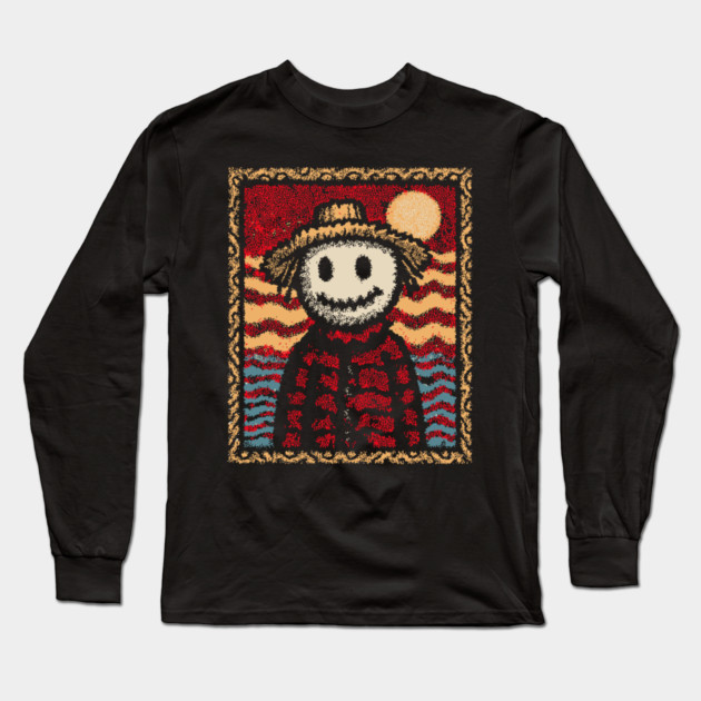 Happy Scarecrow | The Cheerful Pumpkin Patch Friend Long Sleeve T-Shirt by TuncGK