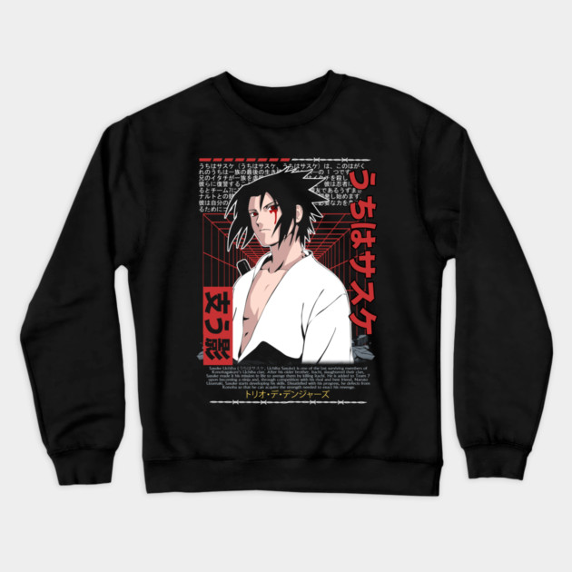 Uchiha Sasuke Cool Art - Naruto Anime Crewneck Sweatshirt by Otaku Vibes
