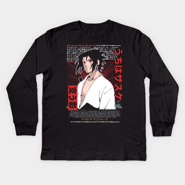 Uchiha Sasuke Cool Art - Naruto Anime Kids Long Sleeve T-Shirt by Otaku Vibes