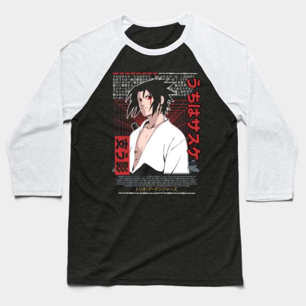 Uchiha Sasuke Cool Art - Naruto Anime Baseball T-Shirt by Otaku Vibes