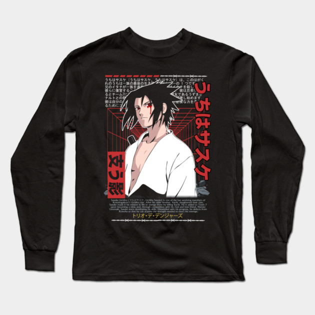 Uchiha Sasuke Cool Art - Naruto Anime Long Sleeve T-Shirt by Otaku Vibes