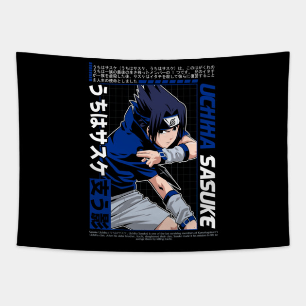 Young Sasuke Cool Art - Naruto Anime Tapestry by Otaku Vibes