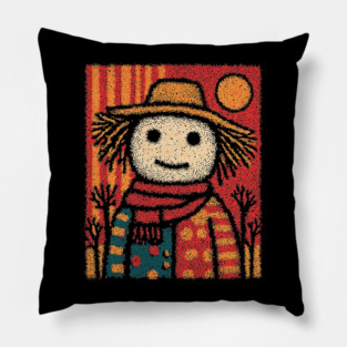 Folk Art Scarecrow | The Autumn Harvest Guardian Pillow