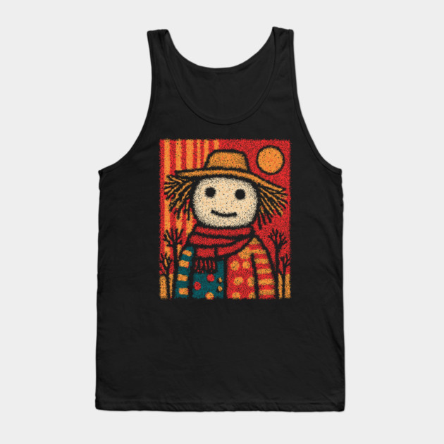 Folk Art Scarecrow | The Autumn Harvest Guardian Tank Top by TuncGK