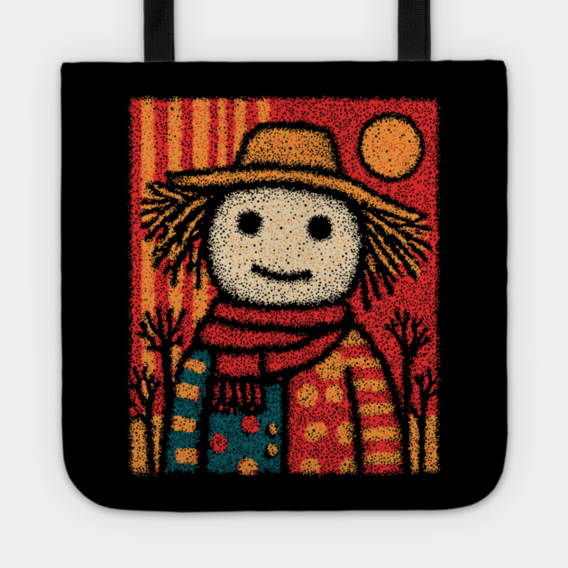 Folk Art Scarecrow | The Autumn Harvest Guardian Tote by TuncGK